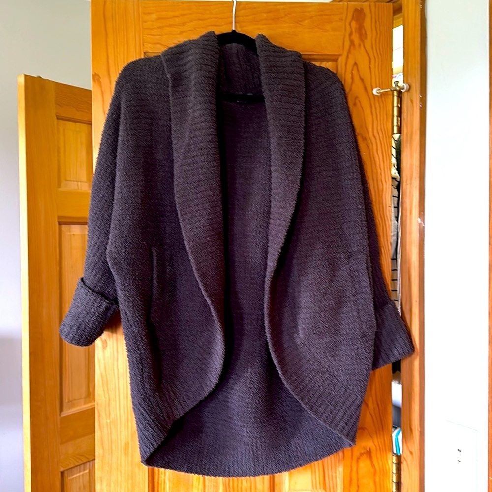 Barefoot Dreams Cozychic Cocoon Cardigan, Size S/M, Carbon Gray